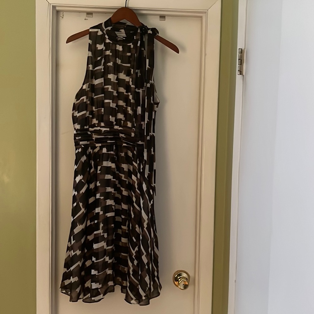 Banana Republic, Dress, Brown, Black and Cream Pattern, 16